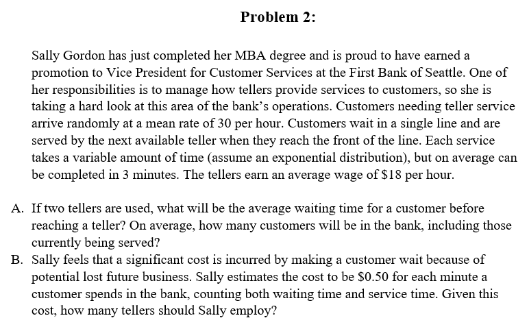 Problem 2: Sally Gordon has just completed her