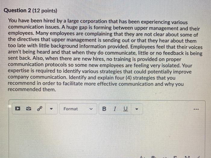 PLEASE ANSWER ASAP Question 2 (12 points) You