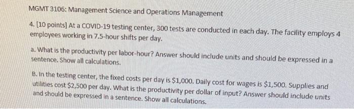 Please answer this question for me MGMT 3106: