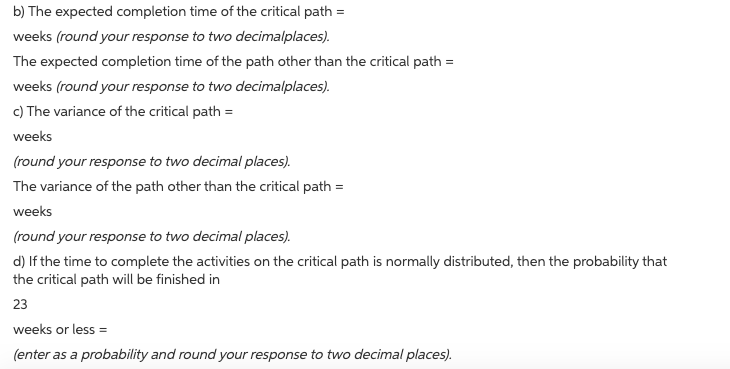 Problem 3.20 The estimated times and immediate