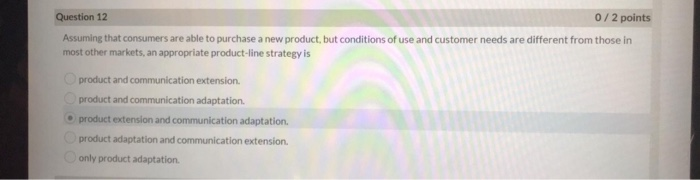 Question 12 0/2 points Assuming that consumers