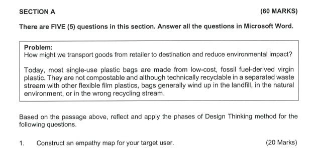 Design thinking SECTION A (60 MARKS) There are