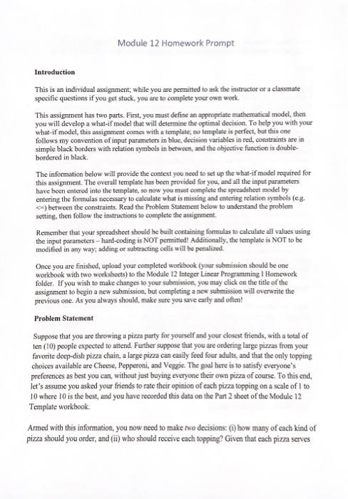 please show equations ! thank you Module 12