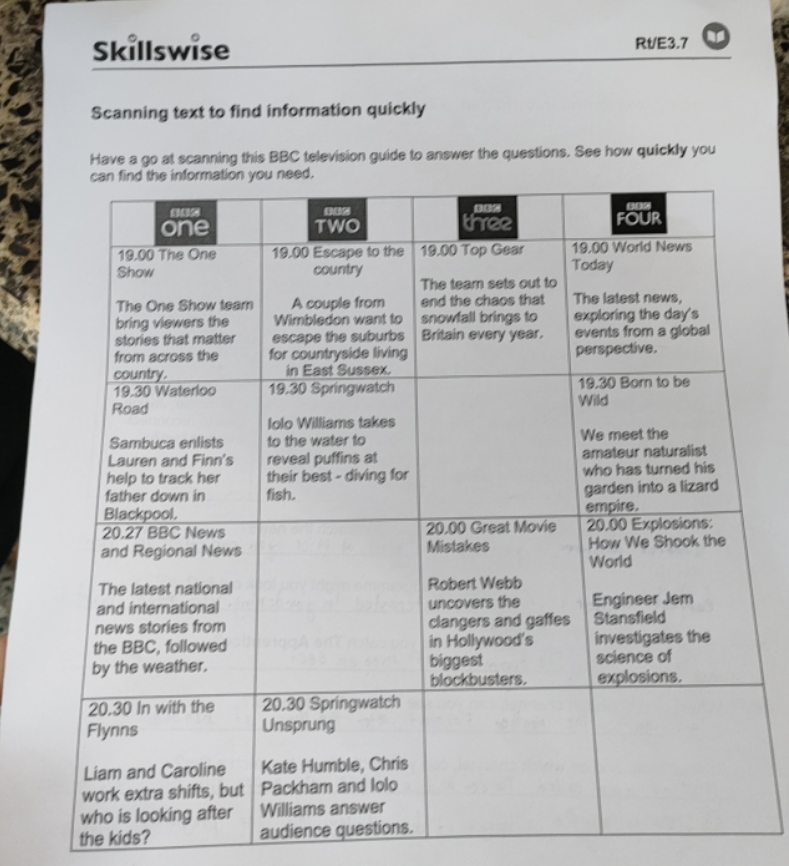 Skillswise RUE3.7 Scanning text to find