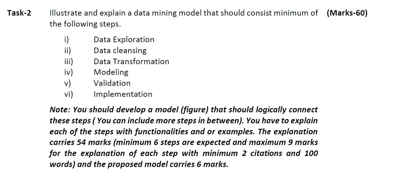 Task-2 illustrate and explain a data mining model