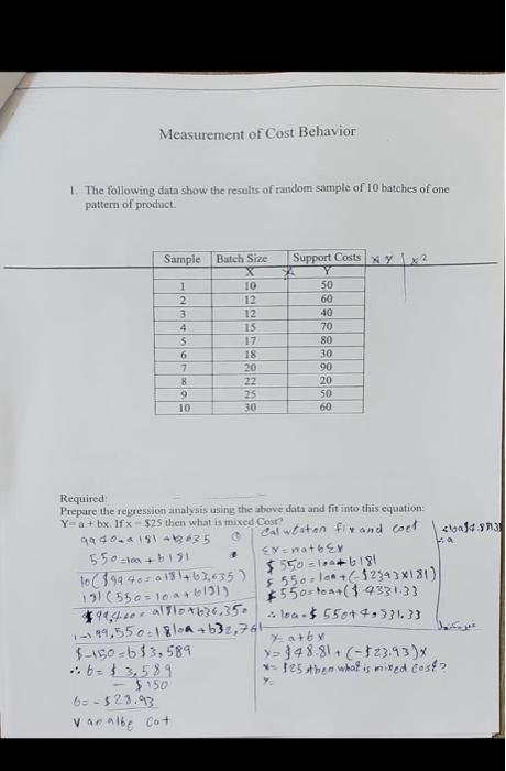 Measurement of Cost Behavior 1. The following