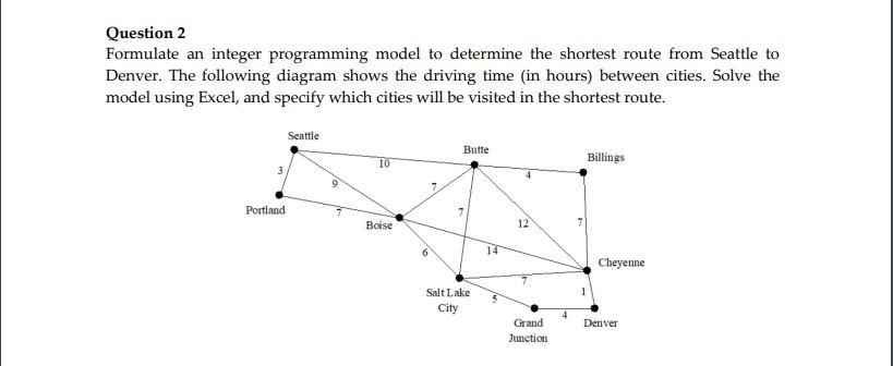 Question 2 Formulate an integer programming model