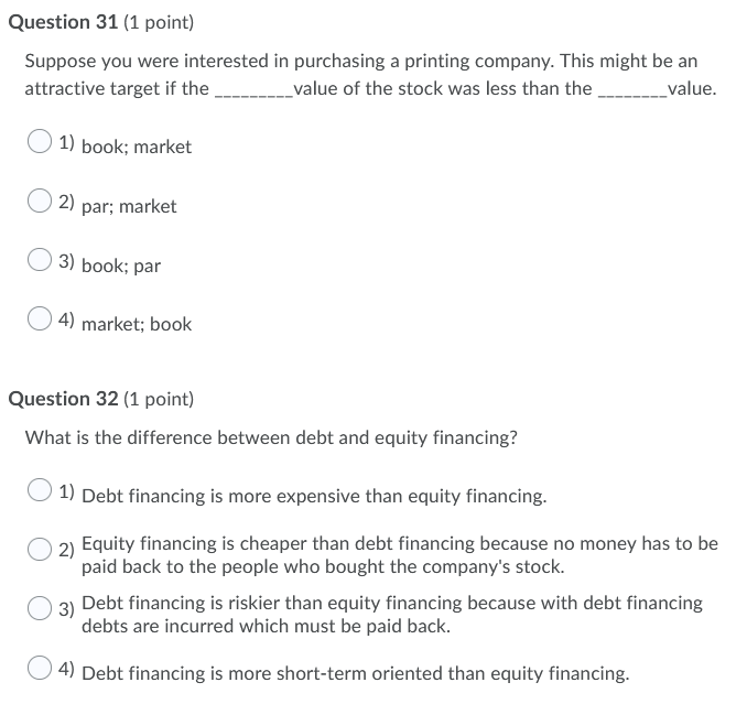 Question 31 (1 point) Suppose you were interested