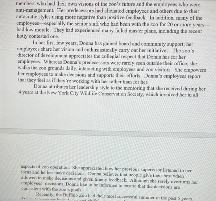 The Buffalo O Zoo-Leading in a Dynamic