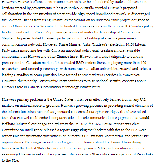 4. Huaweis chief financial officer has argued,