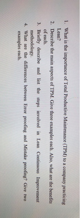 1. What is the importance of Total Productive