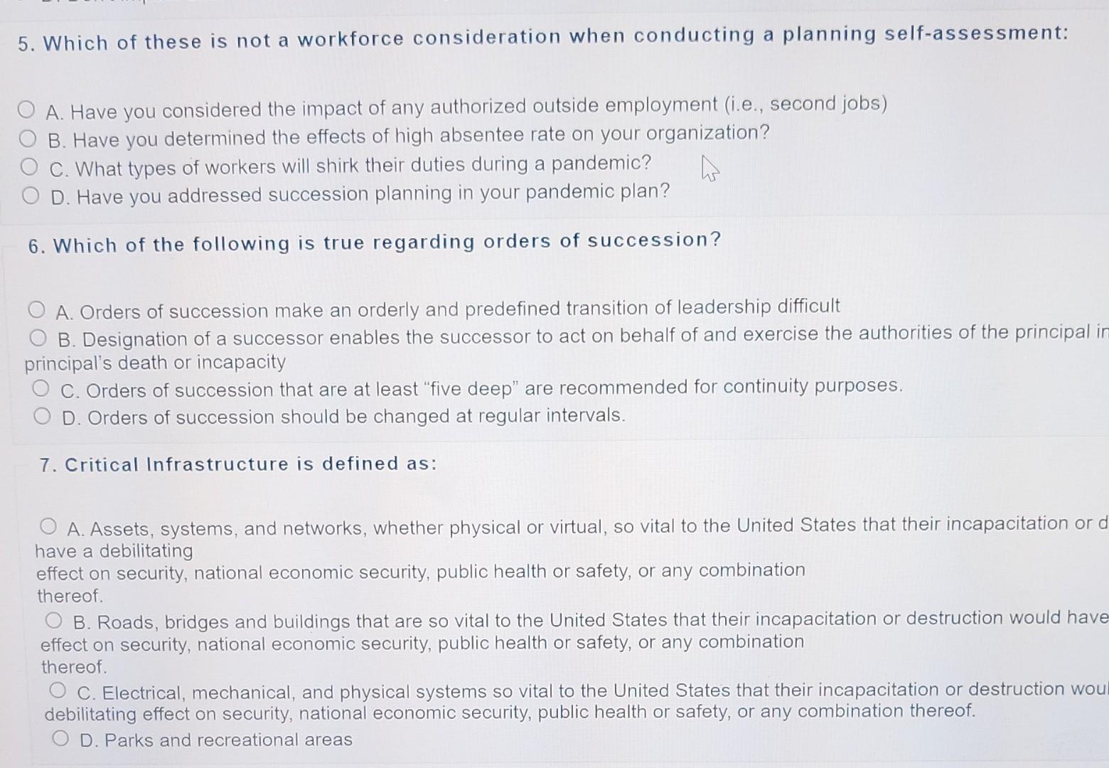 5. Which of these is not a workforce