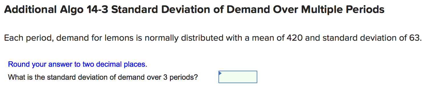Additional Algo 14-3 Standard Deviation of Demand