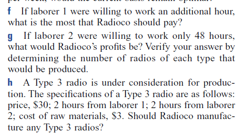 22 Radioco manufactures two types of radios. The