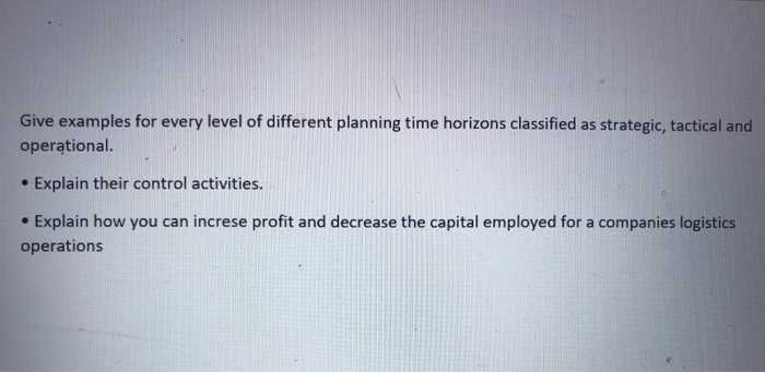 Give examples for every level of different