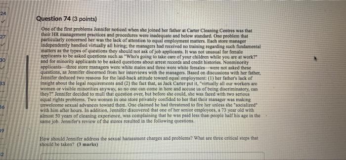 Question 73 (4 points) Jennifer Carter graduated