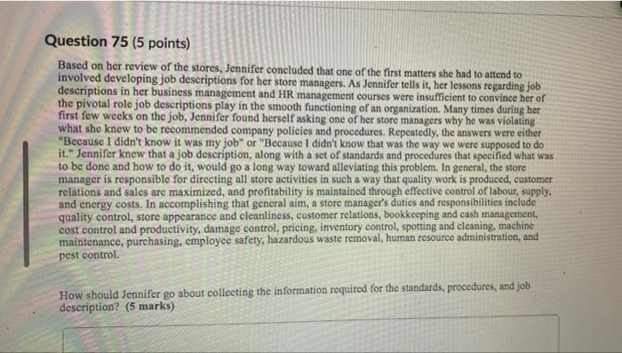 Question 73 (4 points) Jennifer Carter graduated