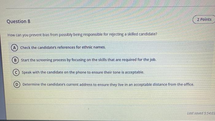 2 Points Question 8 How can you prevent blas from
