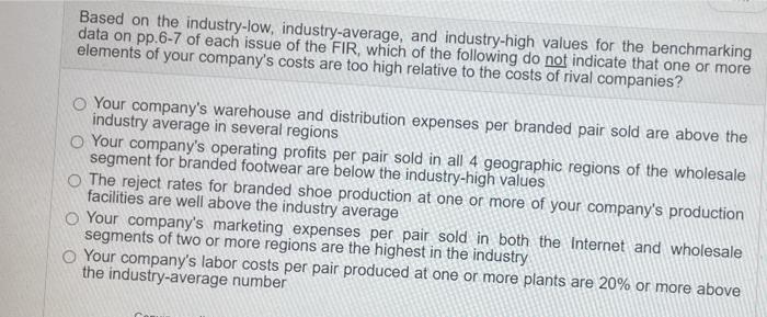 Based on the industry-low, industry-average, and