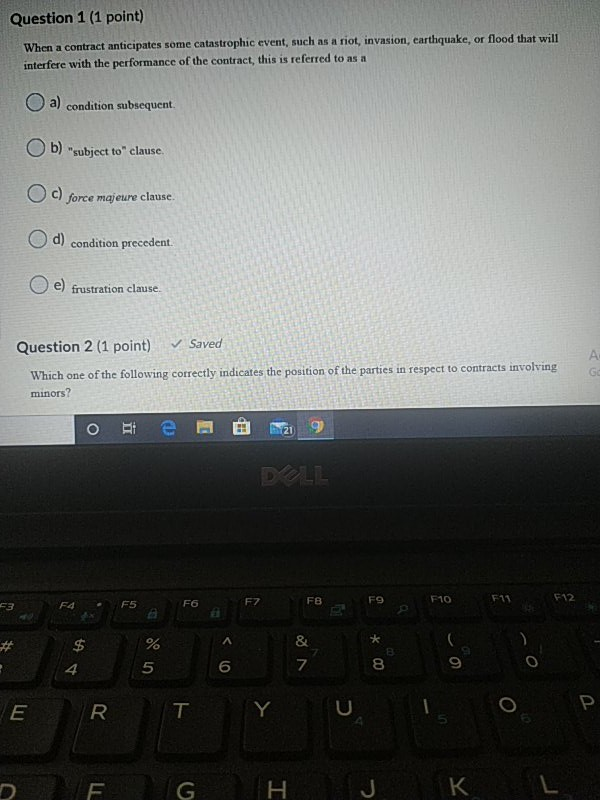 Question 1 (1 point) When a contract anticipates