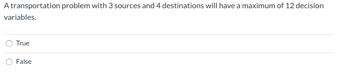 A transportation problem with 3 sources and 4