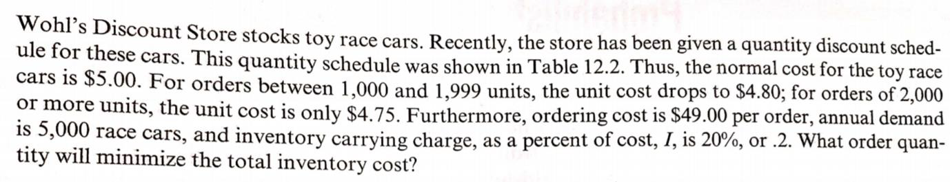 Quantity Discount Model. Make in excel and show