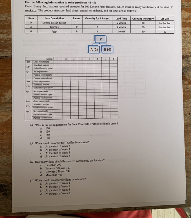 Use the following information to solve problems