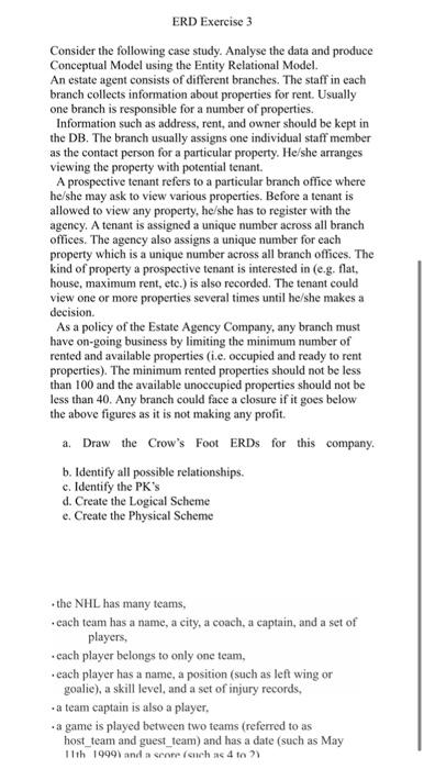 ERD Homework For the below two examples, identify