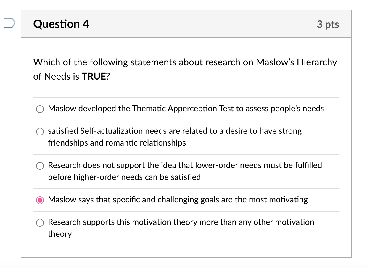 Question 4 3 pts Which of the following