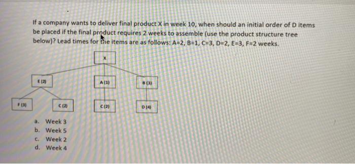 If a company wants to deliver final product X in