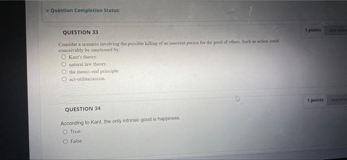 Question Completion Status: QUESTION 33 1 points