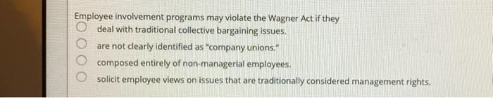 Employee involvement programs may violate the