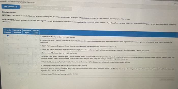 apter 02 Self Assessment Global Awareness QS Self