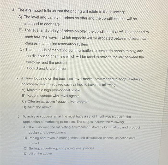 please need help with these 4. The 4Ps model