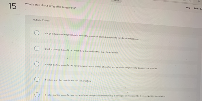 15 What is true about integrative bargaining?