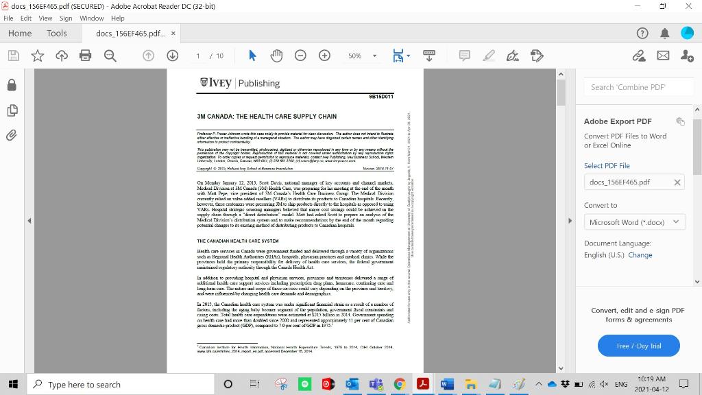 Read the 3M Canada: The Health Care Supply Chain