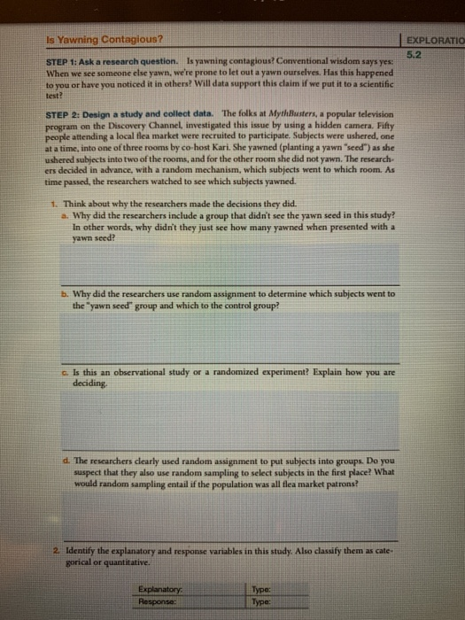 EXPLORATIO Is Yawning Contagious? STEP 1: Ask a