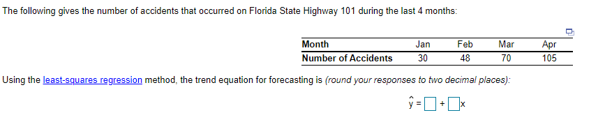 part 2. Using least-squares regression, the