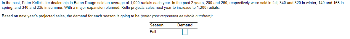 ffind demand for fall, winter, spring , and