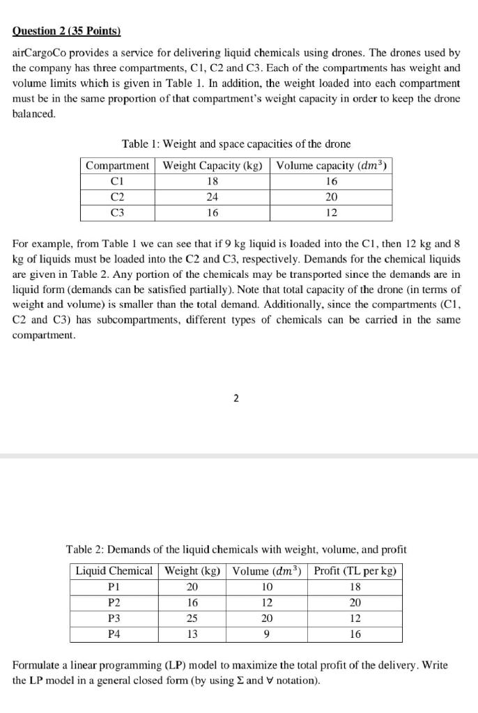 Question 2 (35 Points) airCargoCo provides a