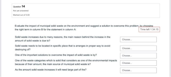 Question 14 Not yet answered Marked out of 5.00