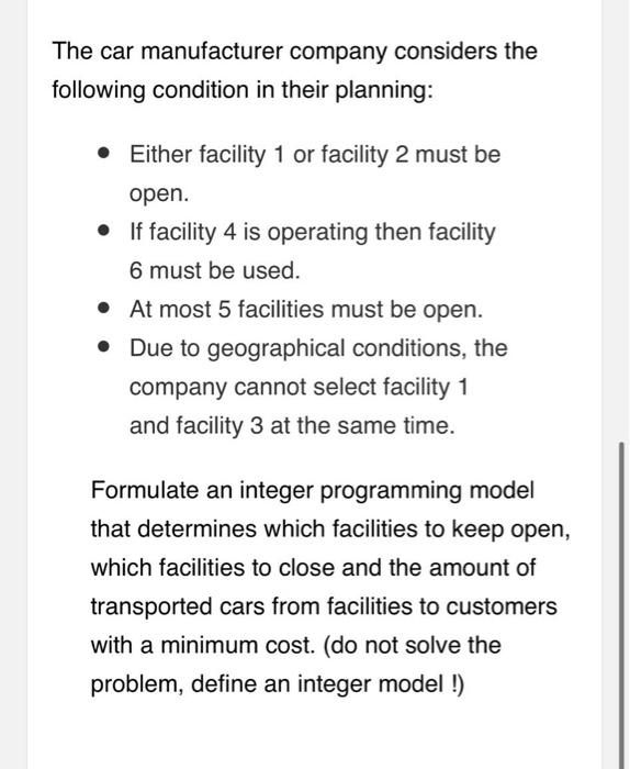 management science/integer programming model A