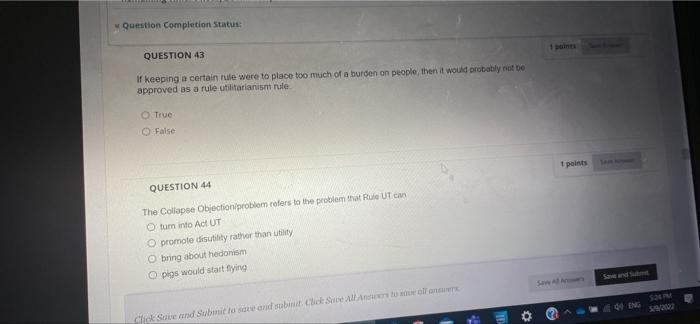 Question Completion Status: QUESTION 43 if