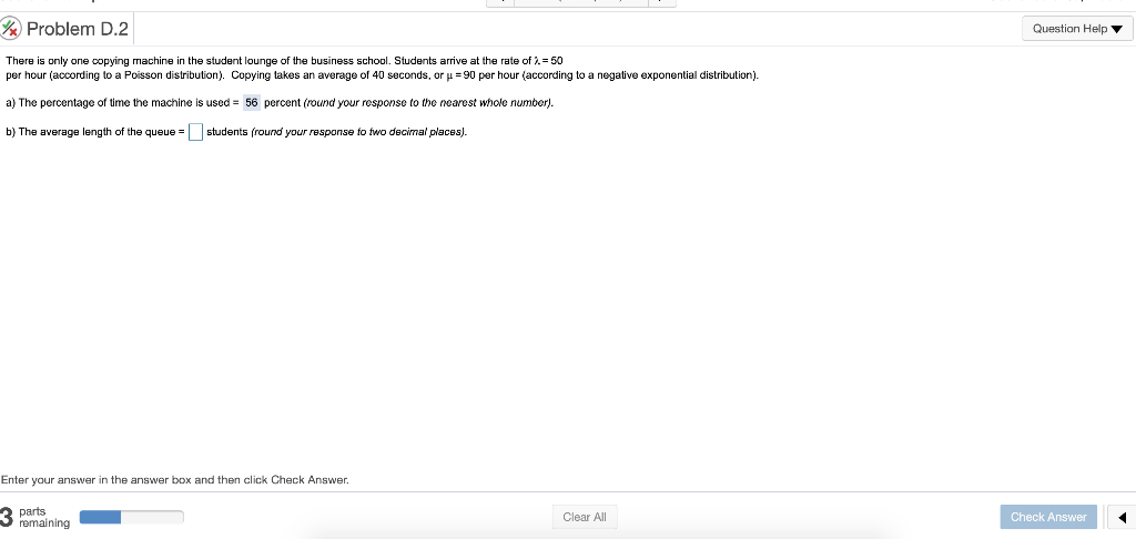 Problem D.2 Question Help There is only one
