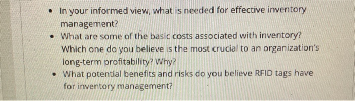 In your informed view, what is needed for