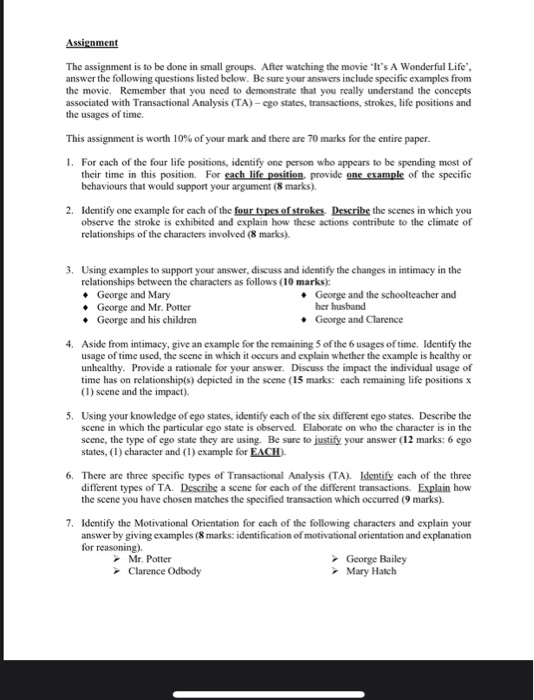 Assignment The assignment is to be done in small