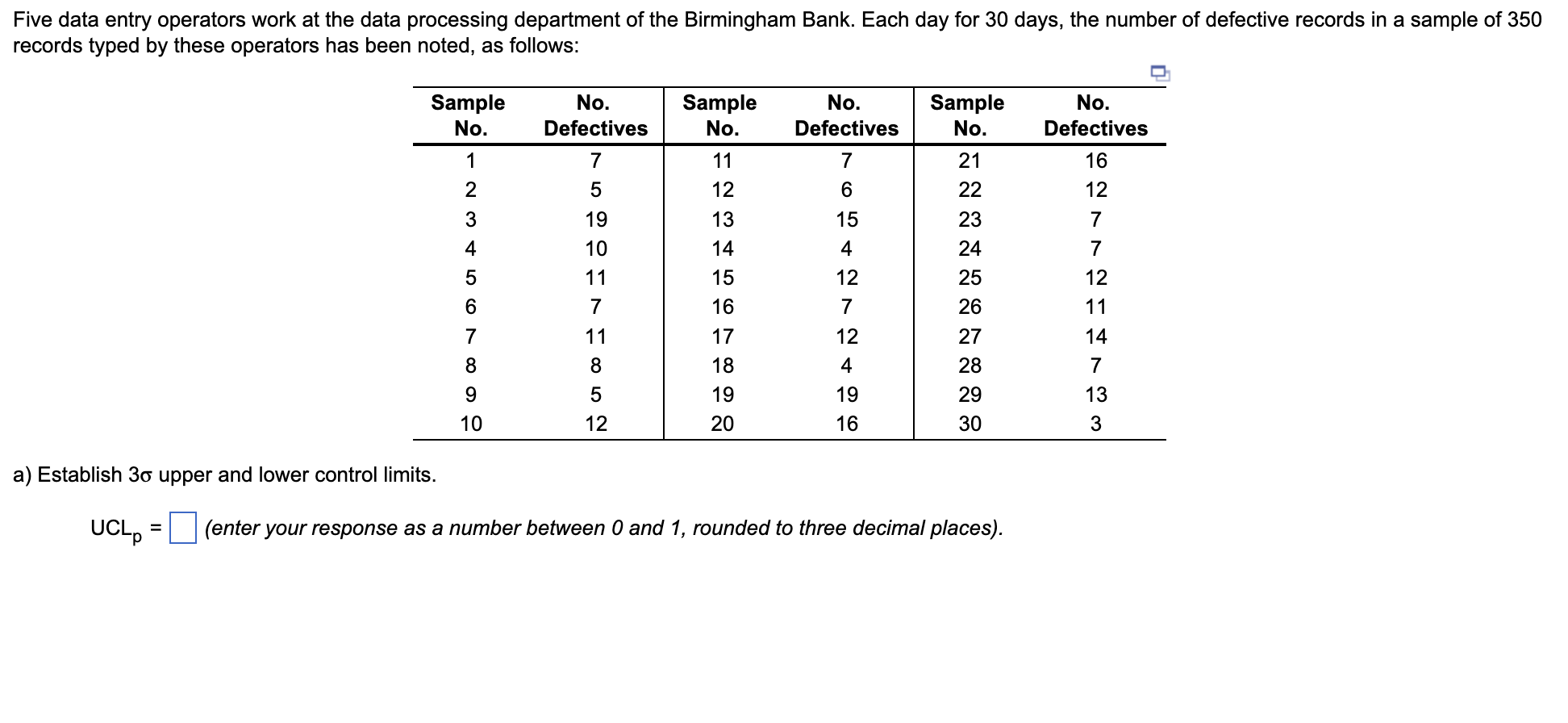 Five data entry operators work at the data