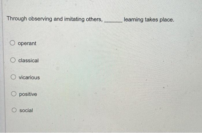 Through observing and imitating others, learning