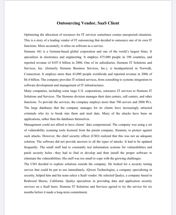 Outsourcing Vendor, SaaS Client Optimizing the