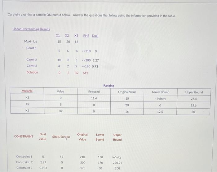 Carefully examine a sample QM output below.